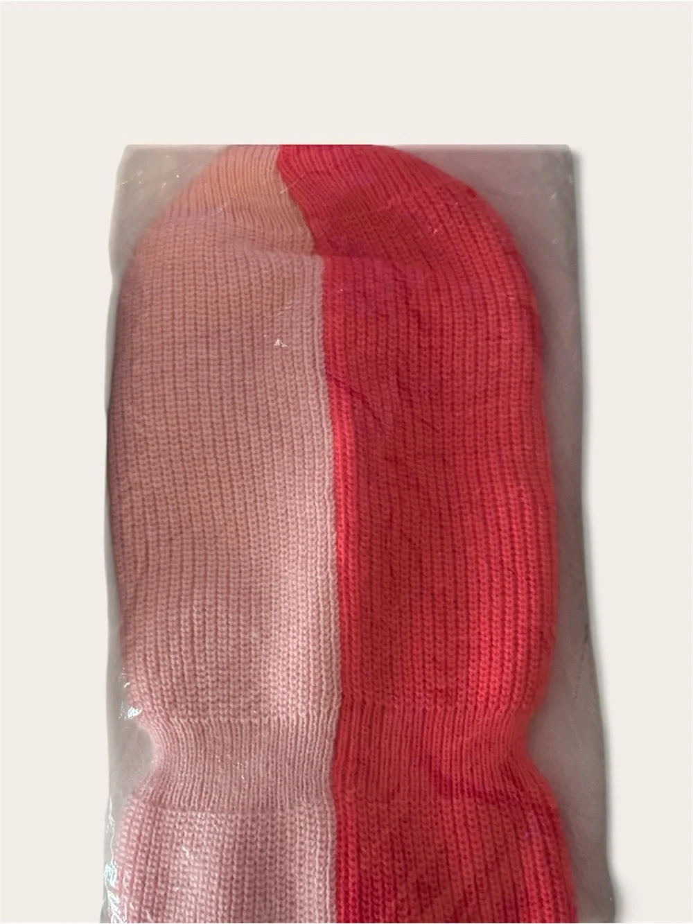 Pink & Red Two-Tone Knit Balaclava Hood - Unbranded